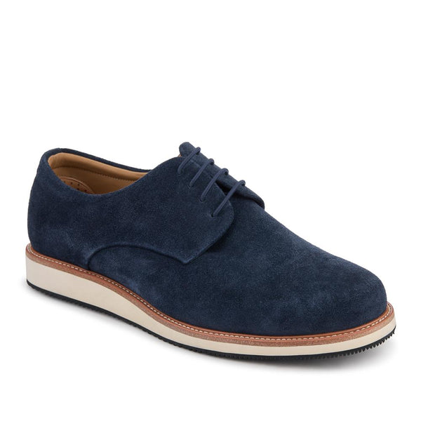 jones bootmaker Men's Longfield Wide Fit Leather Lace Up Shoes - Navy Suede