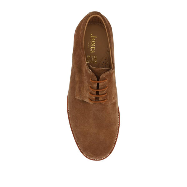 Jones Bootmaker Men's Longfield Wide Fit Leather Lace Up Shoes - Tan Suede