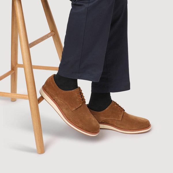 Jones Bootmaker Men's Longfield Wide Fit Leather Lace Up Shoes - Tan Suede