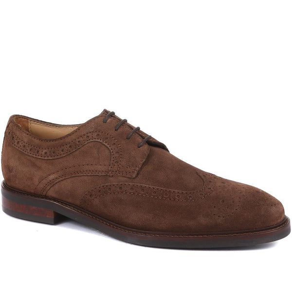 jones bootmaker Men's Longwood Suede Derby Brogues - Brown Suede