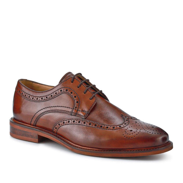 jones bootmaker Men's Longwood Suede Derby Brogues - Chestnut