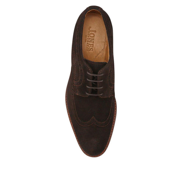 Jones Bootmaker Men's Longwood Suede Derby Brogues - Dark Brown Suede