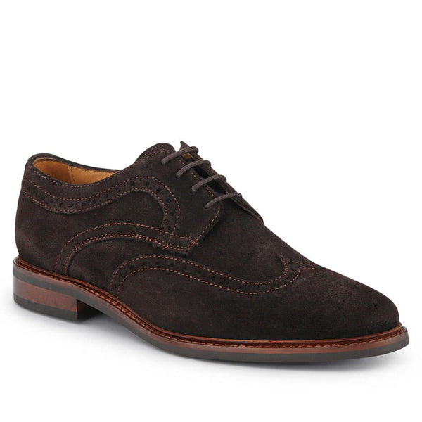 jones bootmaker Men's Longwood Suede Derby Brogues - Dark Brown Suede