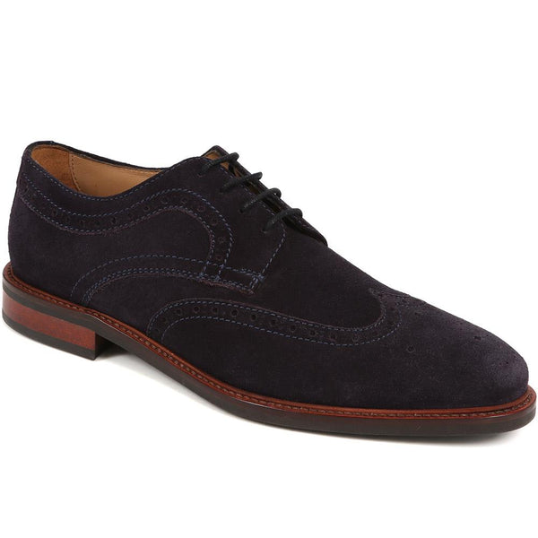 jones bootmaker Men's Longwood Suede Derby Brogues - Navy Suede
