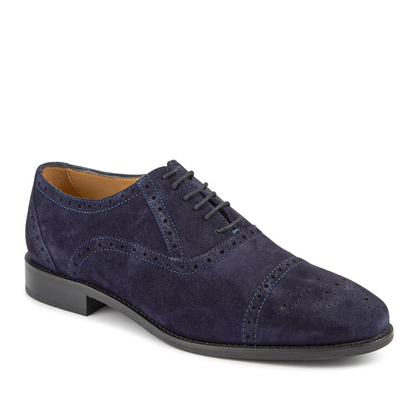jones bootmaker Men's Maynard Leather Oxford Brogues - Navy Suede