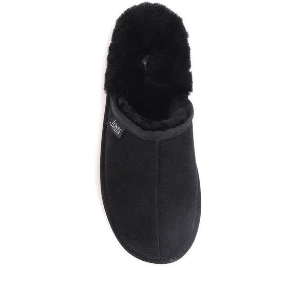 Jones Bootmaker Men's Men's Sheepskin Lined Slippers - Black