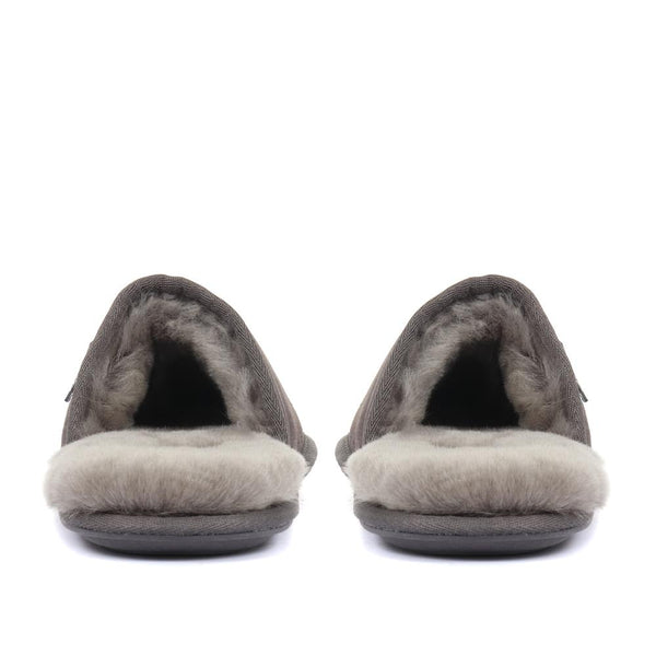 Jones Bootmaker Men's Men's Sheepskin Lined Slippers - Charcoal