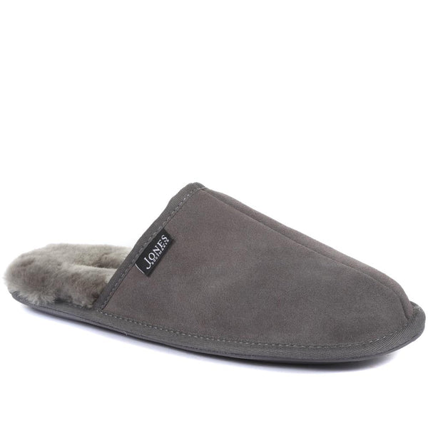 jones bootmaker Men's Men's Sheepskin Lined Slippers - Charcoal