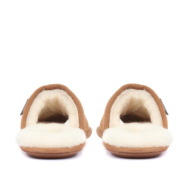 Jones Bootmaker Men's Men's Sheepskin Lined Slippers - Chestnut