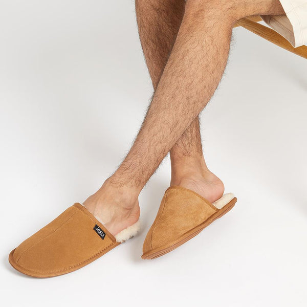 Jones Bootmaker Men's Men's Sheepskin Lined Slippers - Chestnut
