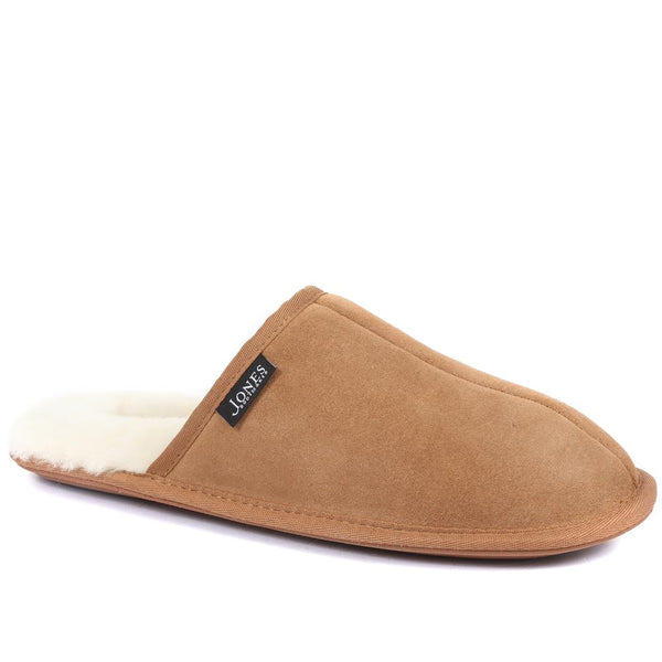 jones bootmaker Men's Men's Sheepskin Lined Slippers - Chestnut