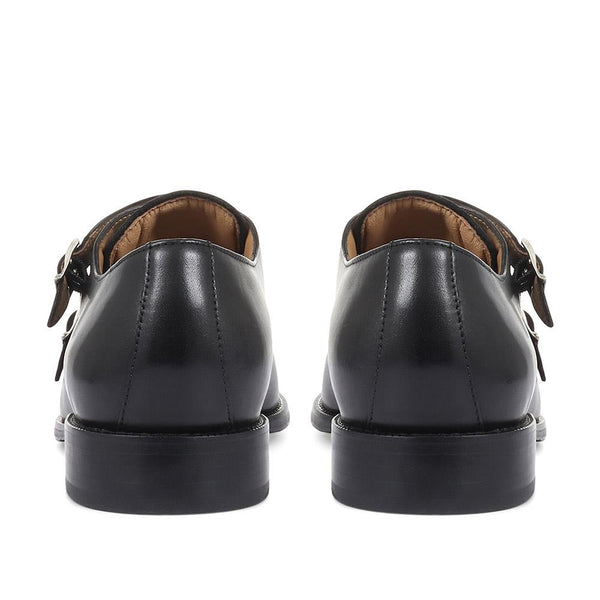 Jones Bootmaker Men's Nathaniel Leather Double Monk Shoes - Black