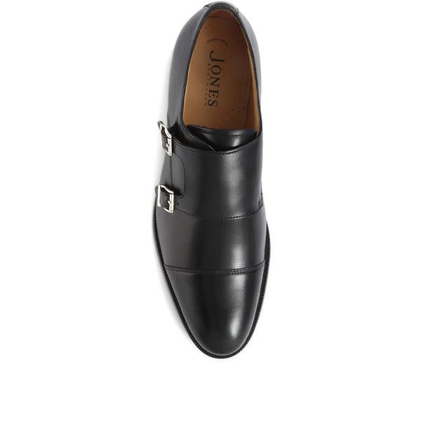 Jones Bootmaker Men's Nathaniel Leather Double Monk Shoes - Black