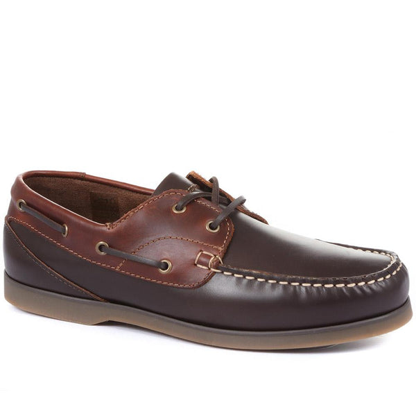 jones bootmaker Men's Parsons Leather Boat Shoes - Dark Brown