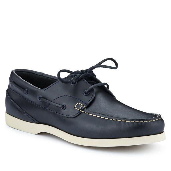 Jones Bootmaker Men's Parsons Leather Boat Shoes - Navy - White