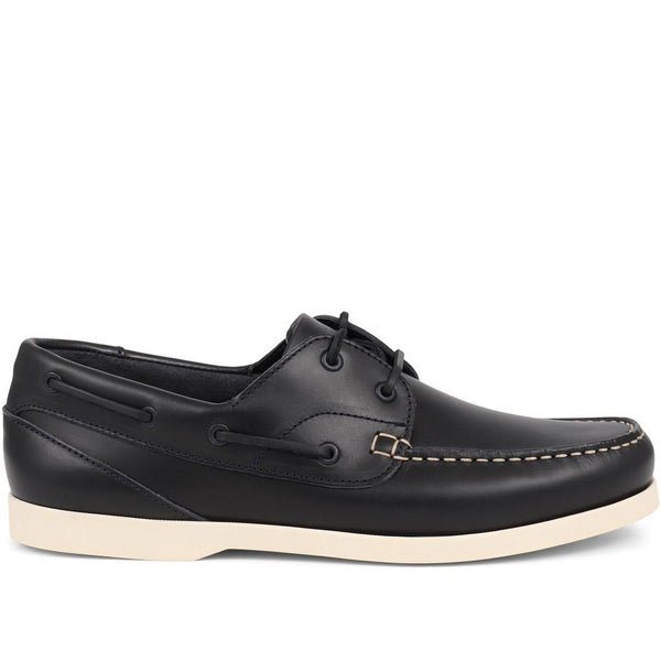 Jones Bootmaker Men's Parsons Leather Boat Shoes - Navy - White