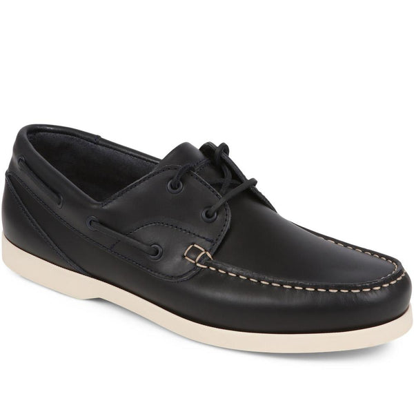 jones bootmaker Men's Parsons Leather Boat Shoes - Navy - White