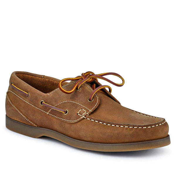 jones bootmaker Men's Parsons Leather Boat Shoes - Tobacco