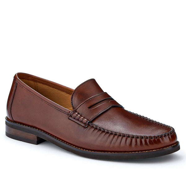jones bootmaker Men's Quennell Leather Penny Loafers - Chestnut
