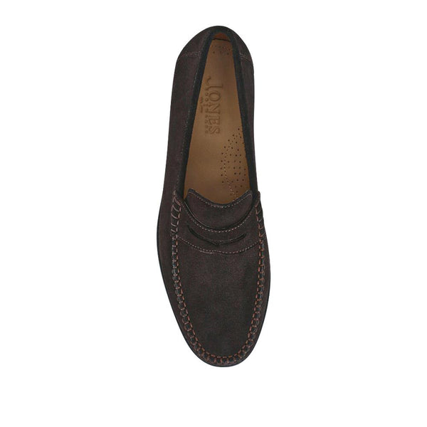 Jones Bootmaker Men's Quennell Leather Penny Loafers - Dark Brown Suede