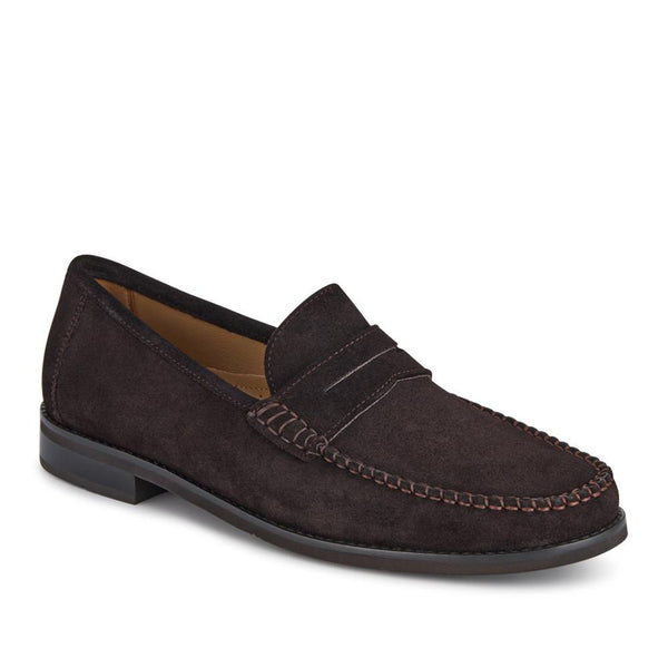 jones bootmaker Men's Quennell Leather Penny Loafers - Dark Brown Suede