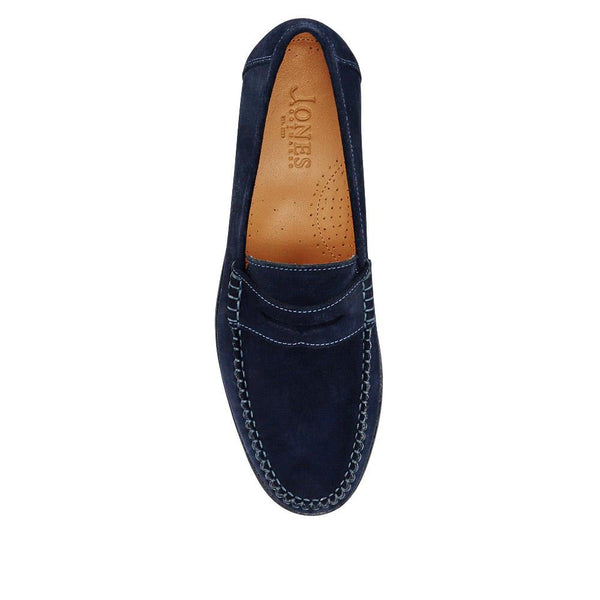 Jones Bootmaker Men's Quennell Leather Penny Loafers - Navy Suede