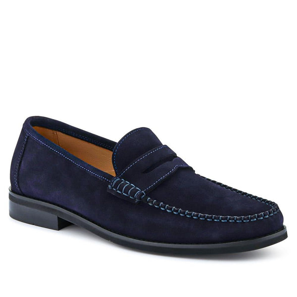 jones bootmaker Men's Quennell Leather Penny Loafers - Navy Suede