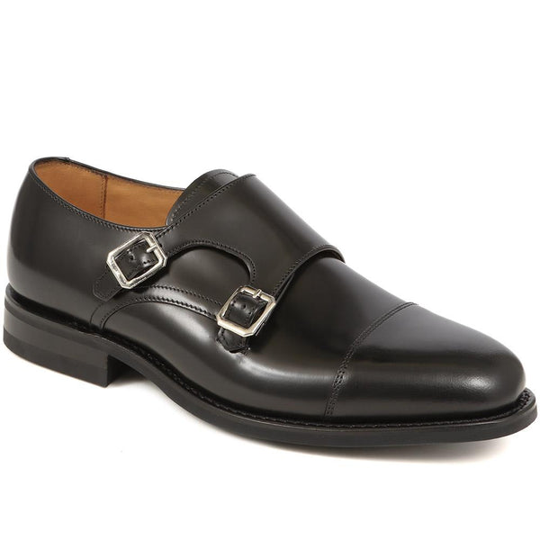 jones bootmaker Men's Ramsey1 Leather Monk Strap Shoes - Black