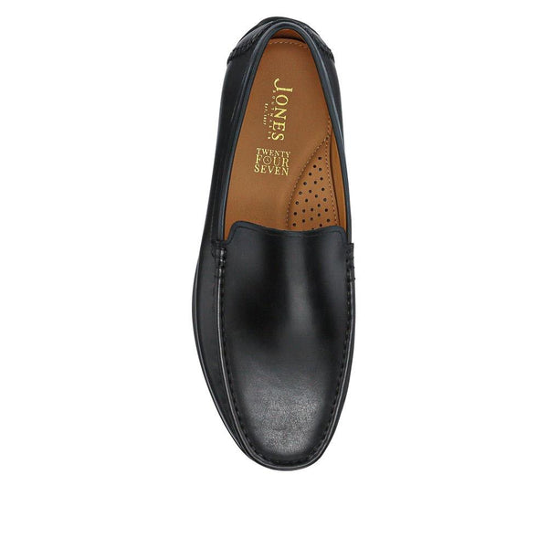 Jones Bootmaker Men's Rawston Wide Fit Smart Leather Slip-On Shoes - Black