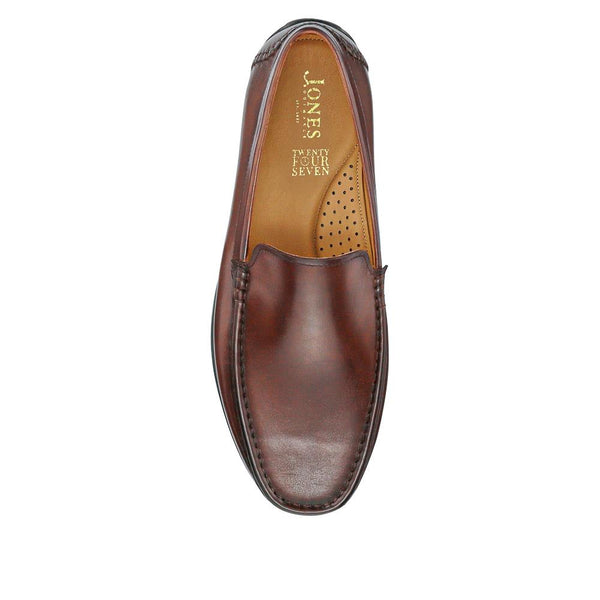 Jones Bootmaker Men's Rawston Wide Fit Smart Leather Slip-On Shoes - Brown