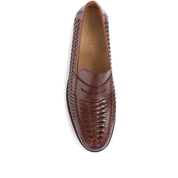 Jones Bootmaker Men's Riverside Woven Leather Loafers - Cognac