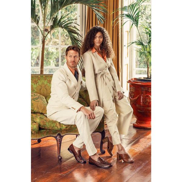 Jones Bootmaker Men's Riverside Woven Leather Loafers - Cognac