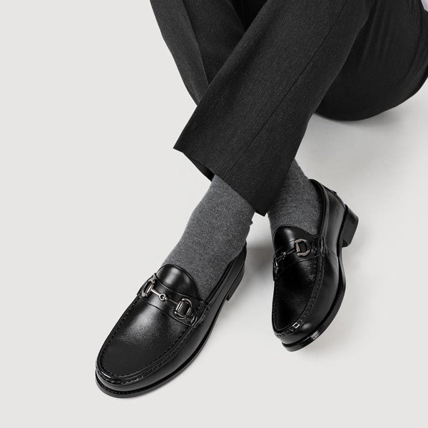 Jones Bootmaker Men's Roan Leather Slip-On Shoes - Black