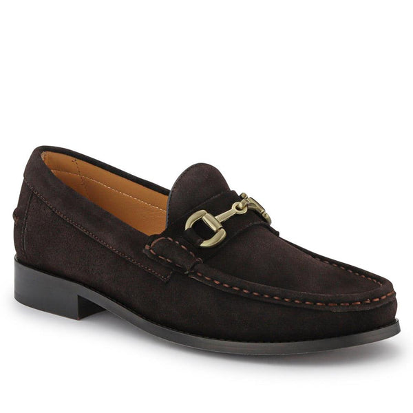 jones bootmaker Men's Roan Leather Slip-On Shoes - Dark Brown Suede