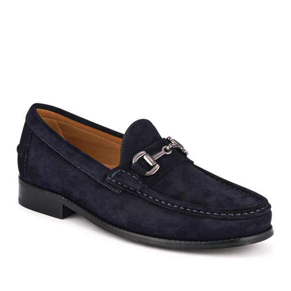 jones bootmaker Men's Roan Leather Slip-On Shoes - Navy Suede