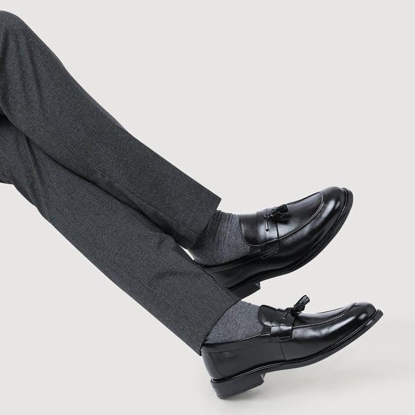 Jones Bootmaker Men's Rodrigo Wide-Fit Leather Tassel Loafers - Black