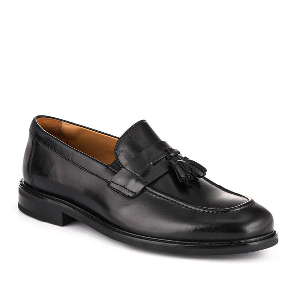 jones bootmaker Men's Rodrigo Wide-Fit Leather Tassel Loafers - Black