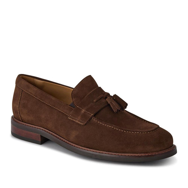 jones bootmaker Men's Rodrigo Wide-Fit Leather Tassel Loafers - Brown Suede