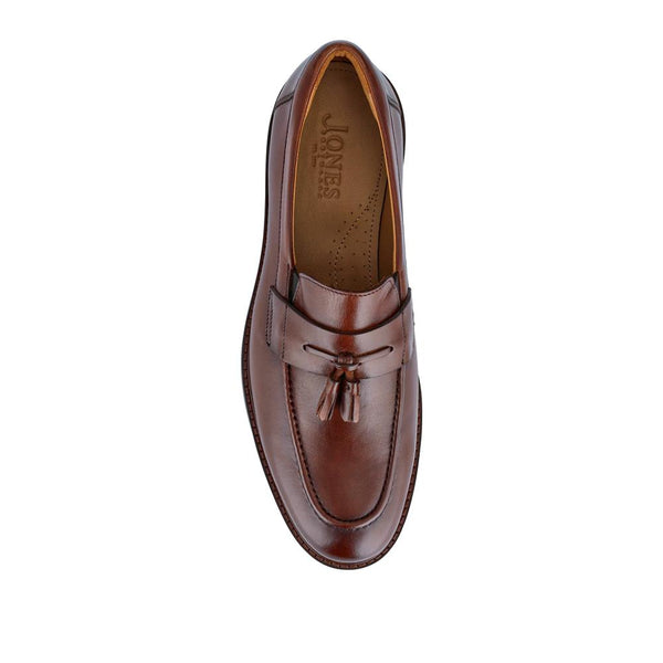 Jones Bootmaker Men's Rodrigo Wide-Fit Leather Tassel Loafers - Chestnut