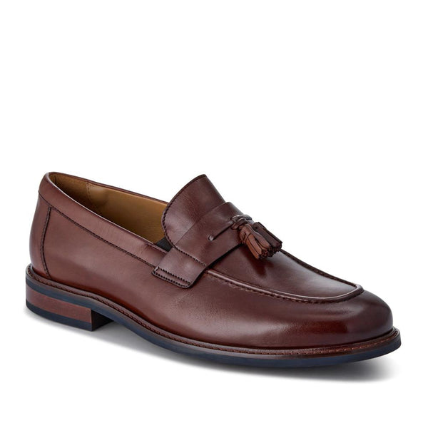 jones bootmaker Men's Rodrigo Wide-Fit Leather Tassel Loafers - Chestnut