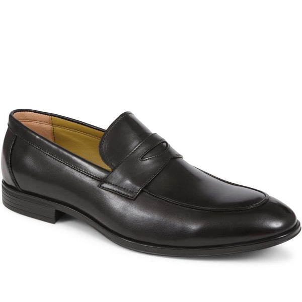 jones bootmaker Men's Rushden Leather Penny Loafers - Black