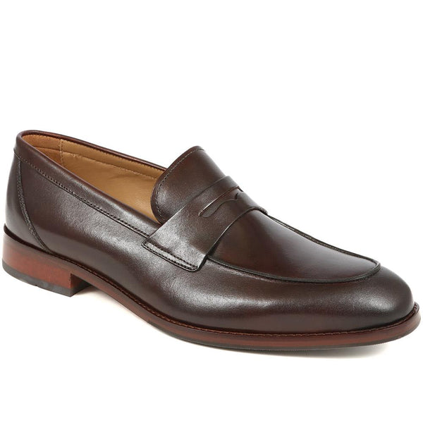 jones bootmaker Men's Russell Leather Penny Loafers - Dark Brown