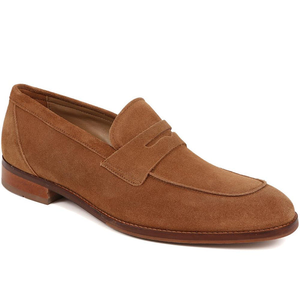 jones bootmaker Men's Russell Leather Penny Loafers - Tan Suede