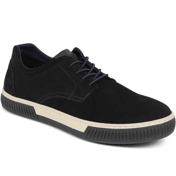 jones bootmaker Men's Seaford Suede Trainers - Navy Suede