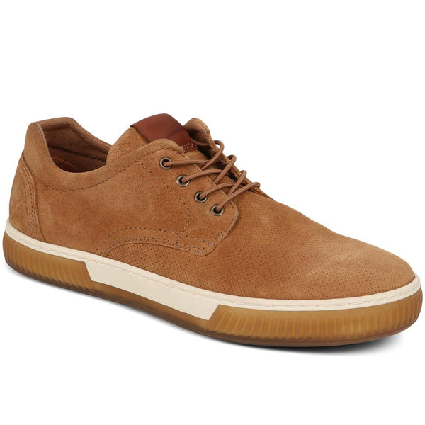 jones bootmaker Men's Seaford Suede Trainers - Tan Suede