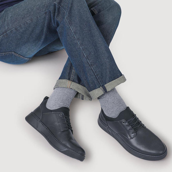 Jones Bootmaker Men's Seamus Casual Lace-Up Trainers - Black