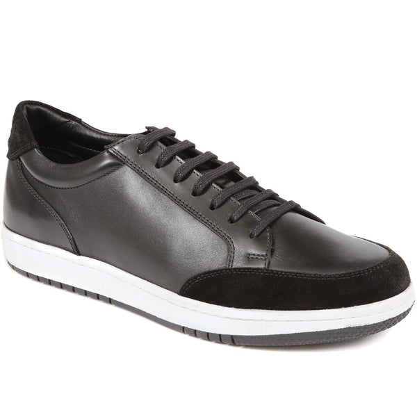 jones bootmaker Men's Simeon Leather Trainers - Black