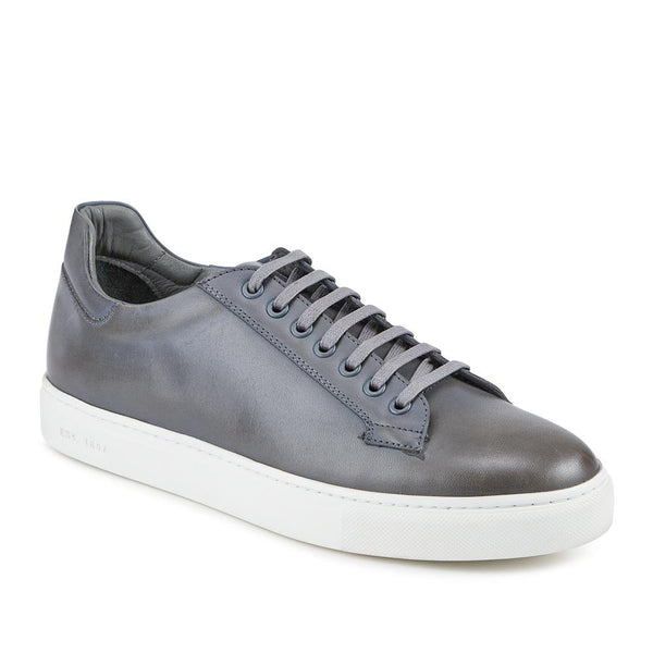 jones bootmaker Men's Simon Leather Men's Trainers - Grey Leather