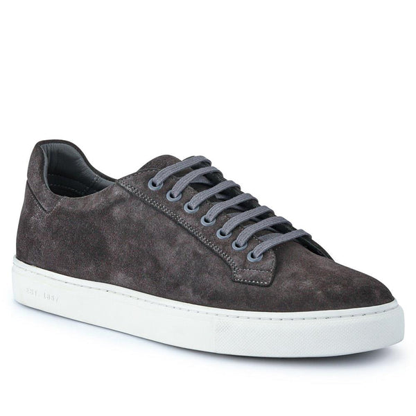 jones bootmaker Men's Simon Leather Men's Trainers - Grey Suede