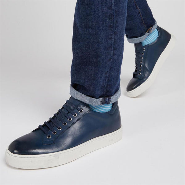 Jones Bootmaker Men's Simon Leather Men's Trainers - Navy